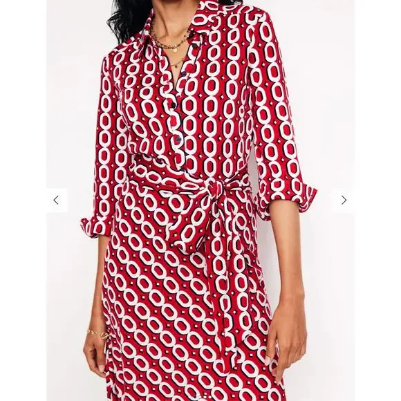 BODEN Laura Jersey Midi Shirt in Red Chain Pattern // 8 - Picture 12 of 13